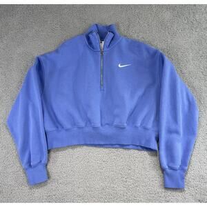 Nike Women’s Essential 1/2 Zip Fleece Pullover Sweatshirt Blue Medium DQ5767-450